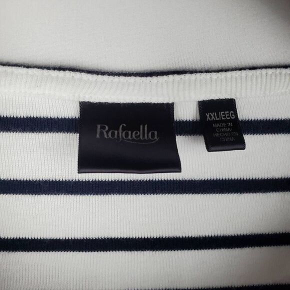 Rafaella Size XXL White/Blue Stripe Blouse Top - Picture 4 of 7